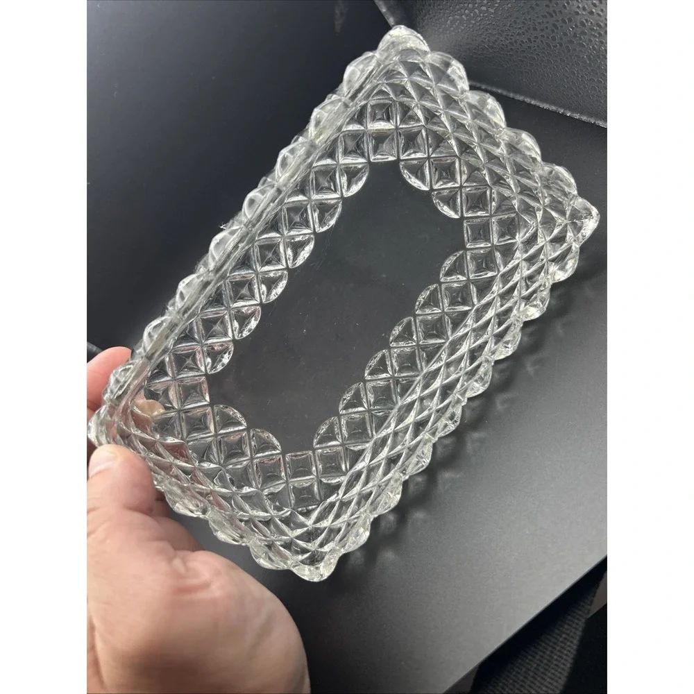 Vintage Fostoria American Clear Glass Rectangle Pickle Trinket Dish 6